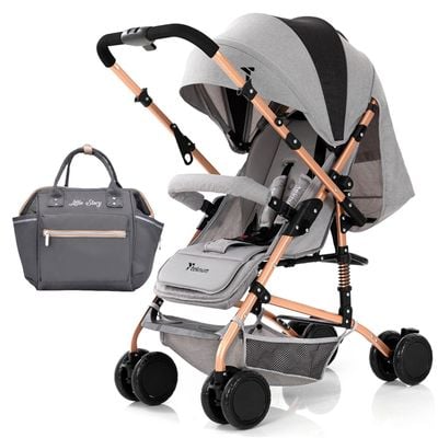 Teknum Reversible Trip Stroller w / Ace Diaper Bag - Grey